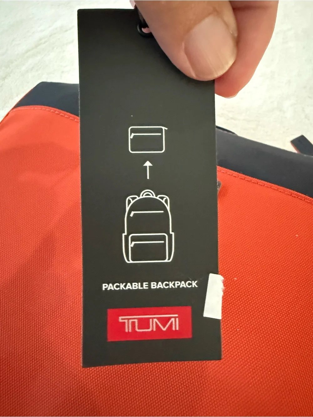 Tumi Foldable Backpack Orange Black NEW